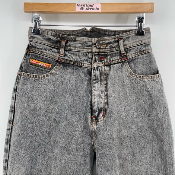 Vintage Don’t Stop Juniors High Waist Tapered Jeans Gray Denim 11/12 - Picture 2 of 9